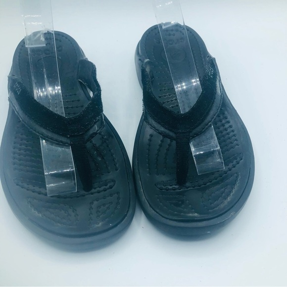 Crocs women’s black flip-flops‎ size 6 - Picture 3 of 10